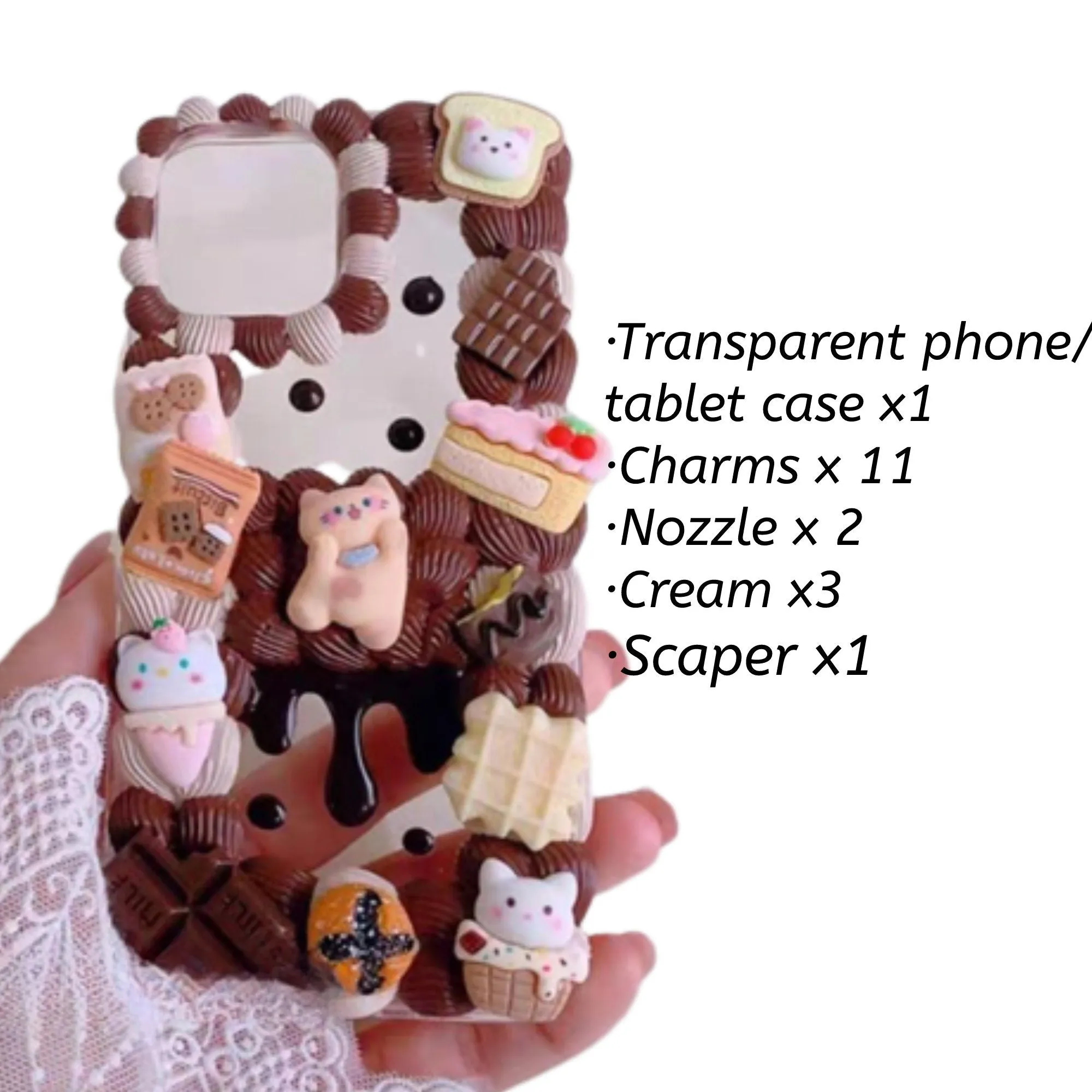 Decoden Custom Phone Case DIY Craft Kits | Kawaii Cat Rabbit Ice Cream Cake Candy Charms | Samsung Android iPhone Cases