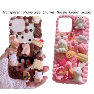 Decoden Custom Phone Case DIY Craft Kits | Kawaii Cat Rabbit Ice Cream Cake Candy Charms | Samsung Android iPhone Cases