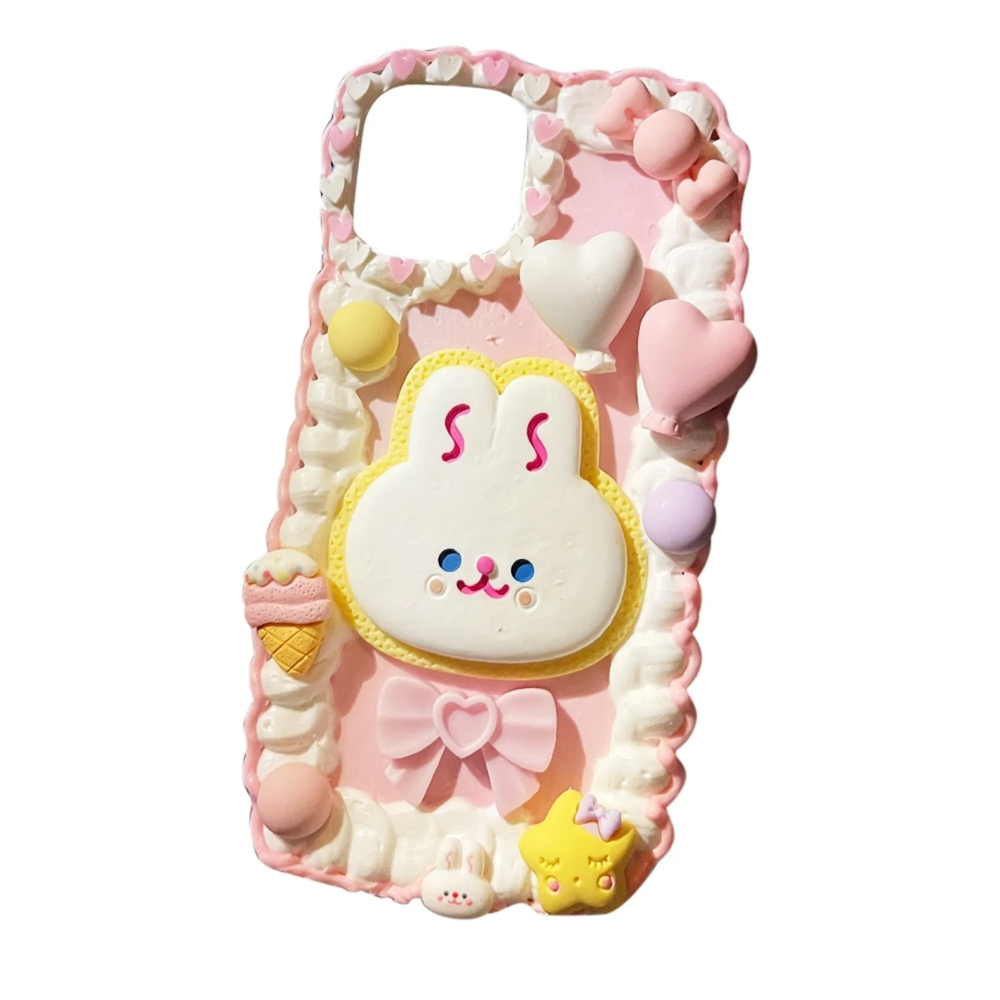 Decoden Custom Phone Case DIY Craft Kits | Kawaii Rabbit Bow Strawberry Peach Ice Cream Pearls Bows Charms | Samsung Android iPhone Cases