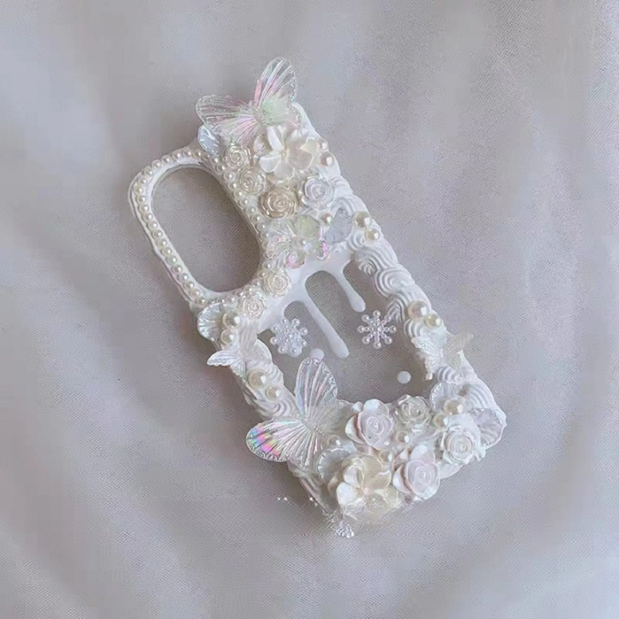 Decoden Custom Phone Case DIY Craft Kits | Lace Iridescent Butterflies Flowers Pearls Charms | Samsung Android iPhone Cases