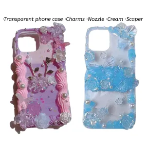 Decoden Custom Phone Case DIY Craft Kits | Long Stem Roses Butterflies Flowers Roses Pearls Charms | Samsung Android iPhone Cases
