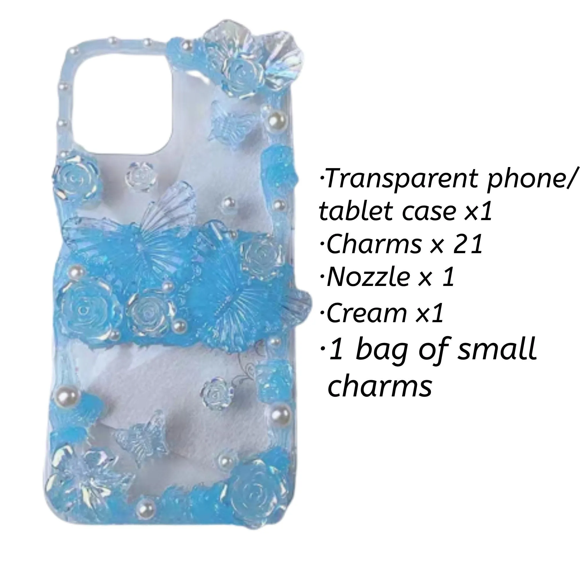 Decoden Custom Phone Case DIY Craft Kits | Long Stem Roses Butterflies Flowers Roses Pearls Charms | Samsung Android iPhone Cases