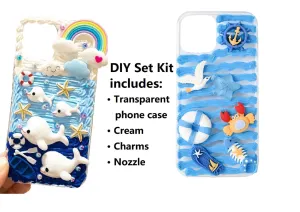 Decoden Custom Phone Case DIY Craft Kits | Ocean Sea Dolphin Starfish Crab Fish Clouds Rainbow Boat Charms | Samsung Android iPhone Cases