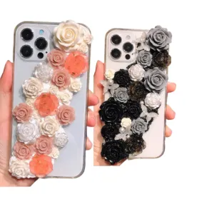 Decoden Custom Phone Case DIY Craft Kits | Pink White Peach Black Gray Roses Butterflies Charms | Samsung Android iPhone Cases