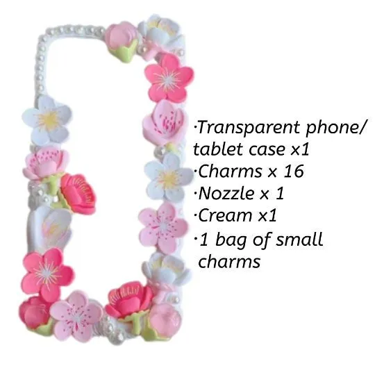 Decoden Custom Phone Case DIY Craft Kits | Sakura Flowers Daisies Rabbit Pearls Charms | Samsung Android iPhone Cases