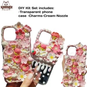 Decoden Custom Phone Case DIY Craft Kits | Sakura Flowers Pearls Teardrop Pearls Charms | Samsung Android iPhone Cases