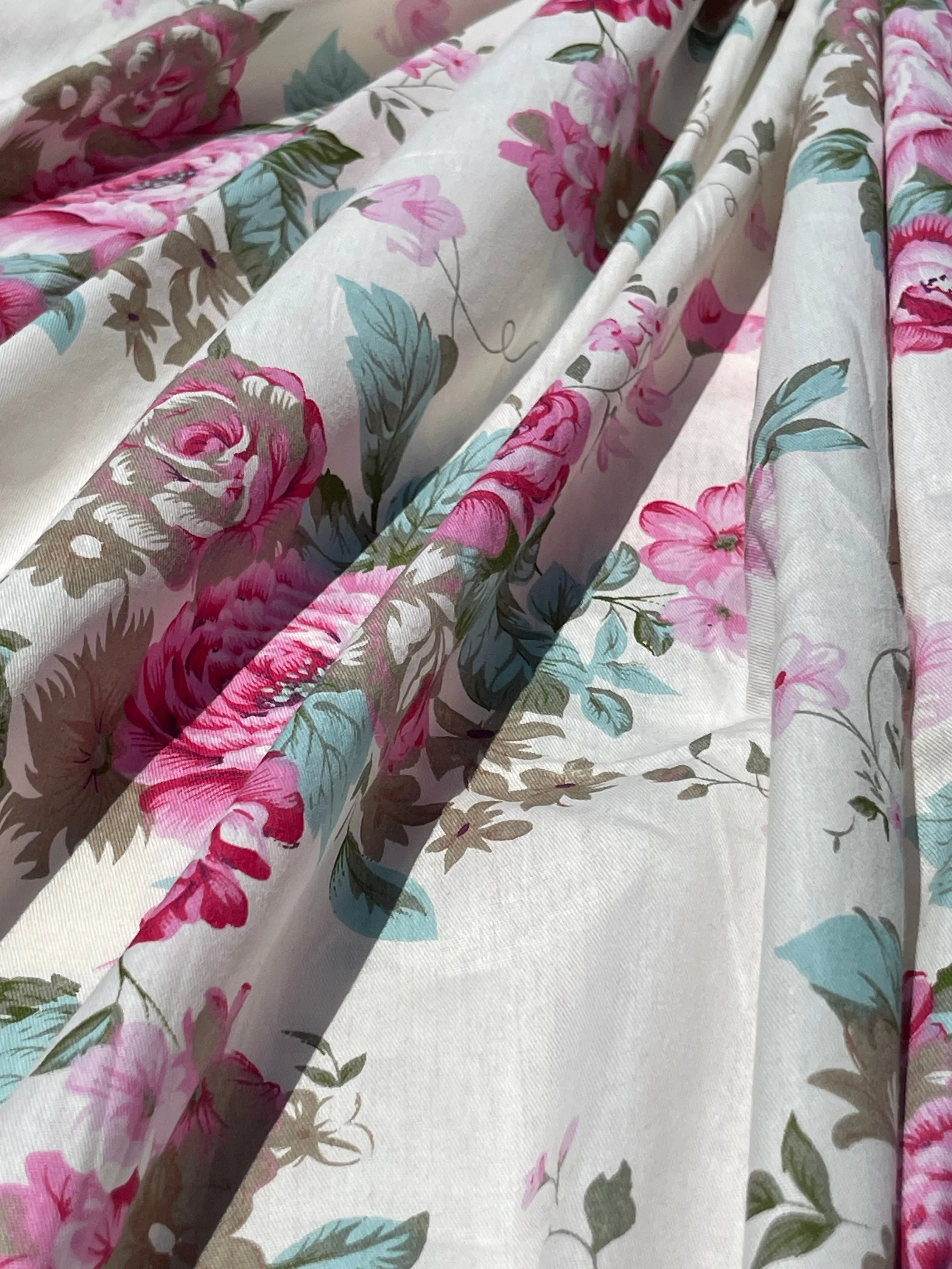 Delicate Pink Victorian Roses Cotton