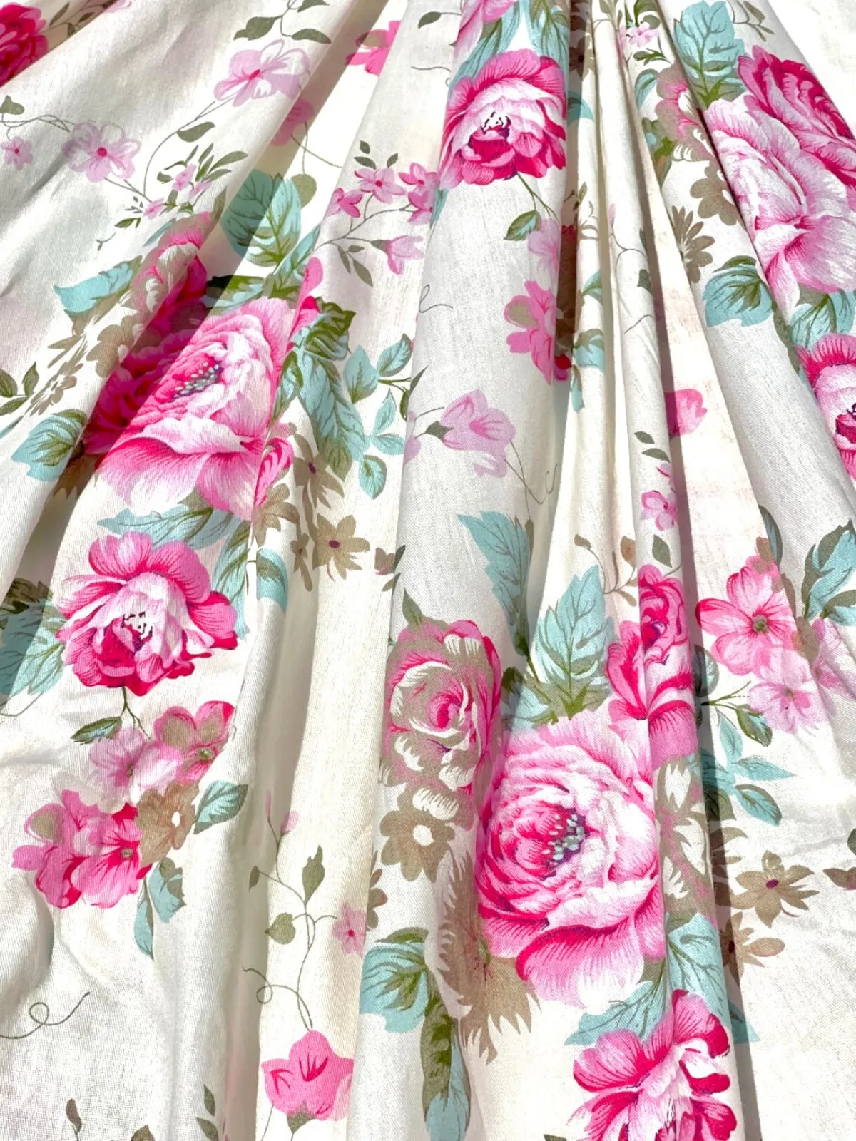 Delicate Pink Victorian Roses Cotton