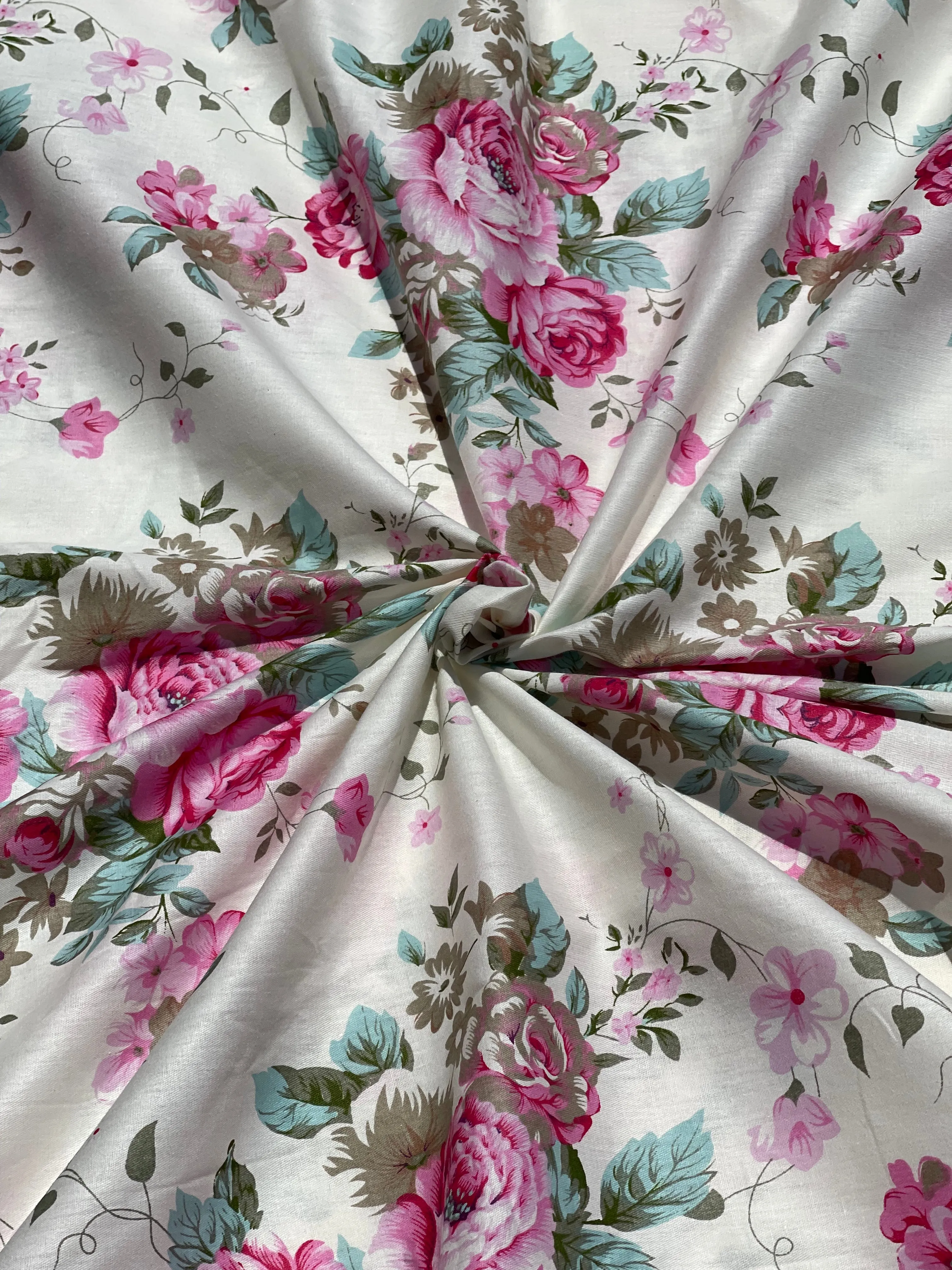 Delicate Pink Victorian Roses Cotton