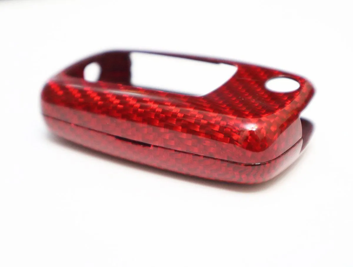 Deluxe Real Red Carbon Fiber Remote Flip Key Cover Case Skin Shell