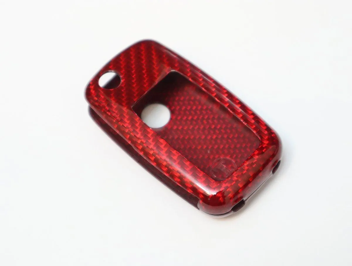 Deluxe Real Red Carbon Fiber Remote Flip Key Cover Case Skin Shell