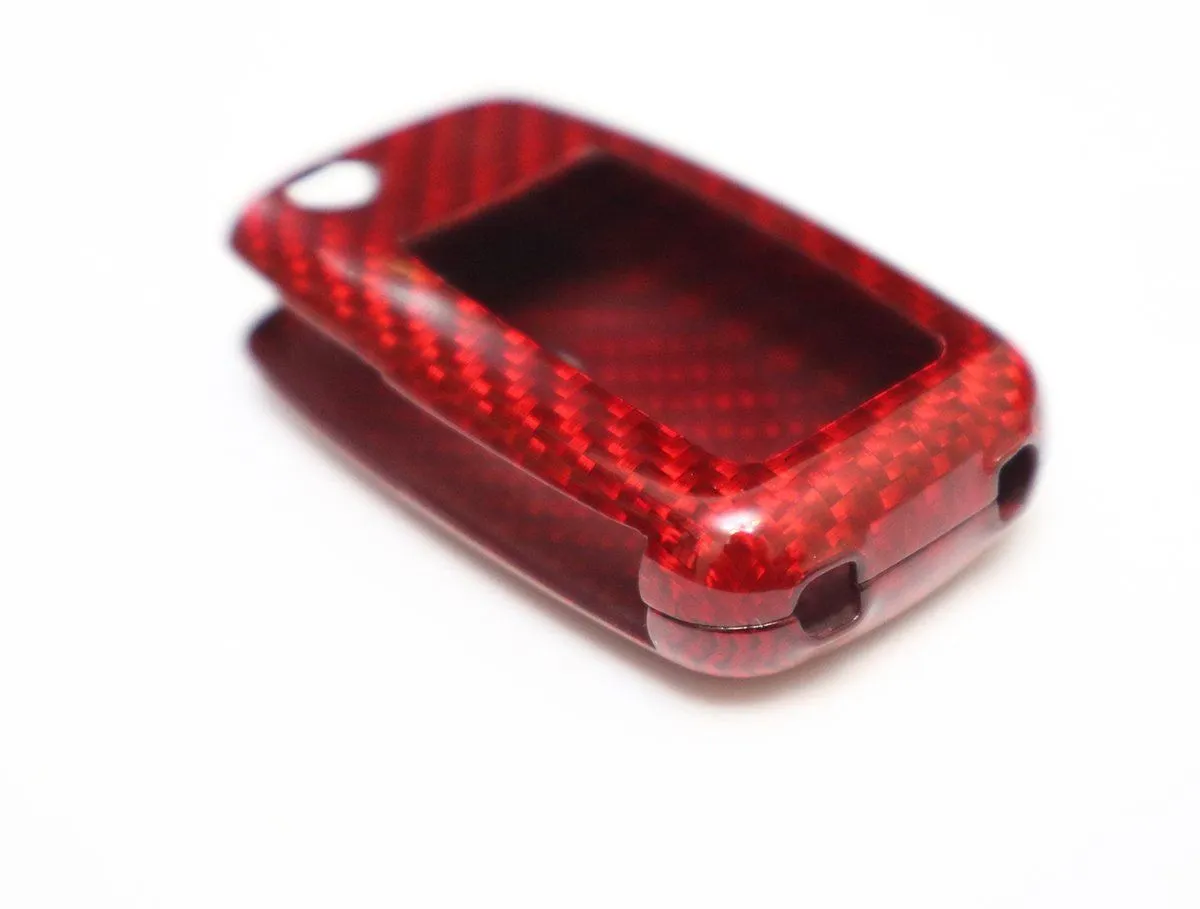Deluxe Real Red Carbon Fiber Remote Flip Key Cover Case Skin Shell