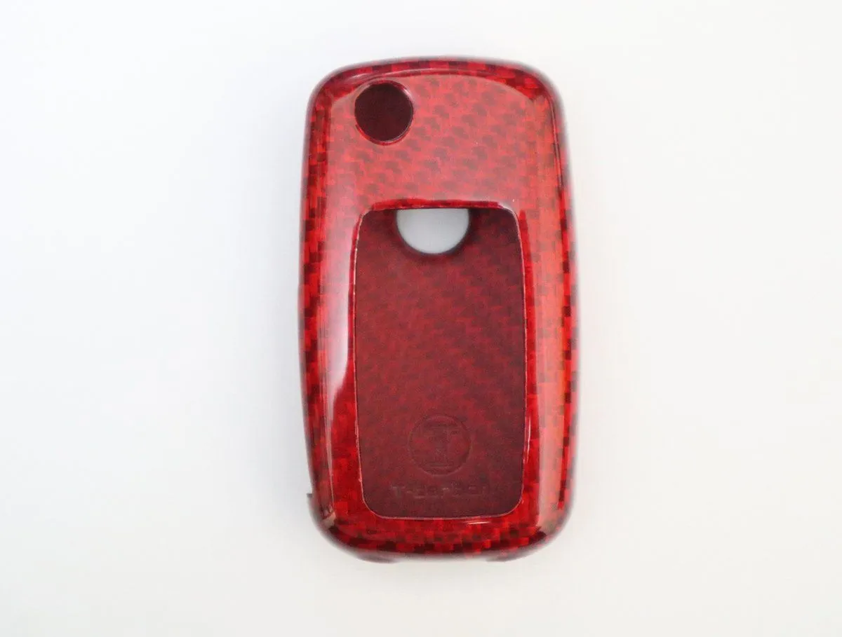 Deluxe Real Red Carbon Fiber Remote Flip Key Cover Case Skin Shell
