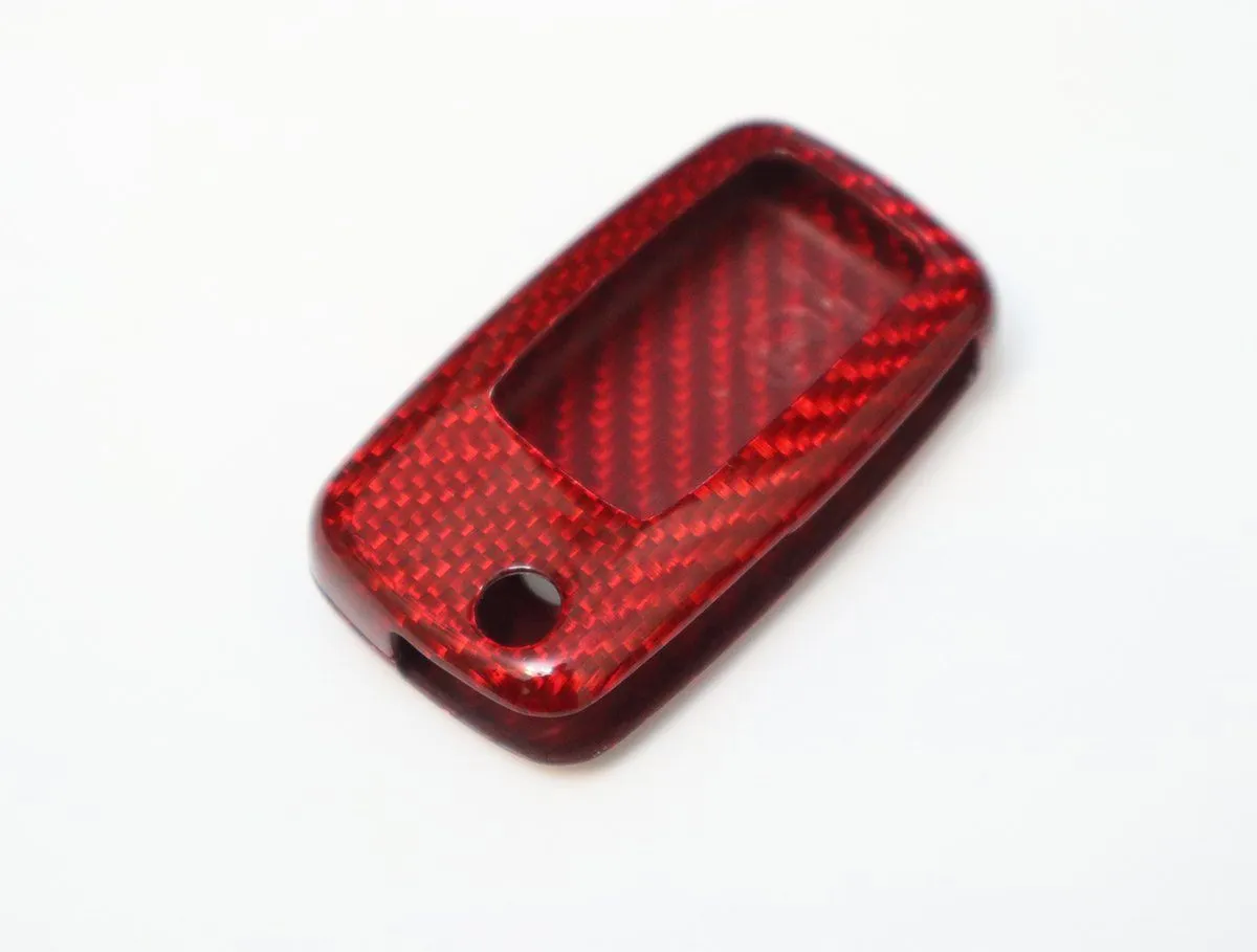 Deluxe Real Red Carbon Fiber Remote Flip Key Cover Case Skin Shell