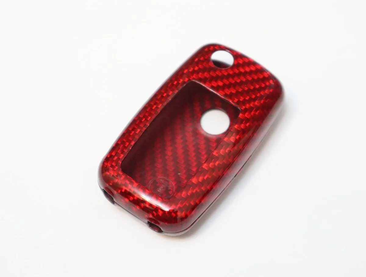 Deluxe Real Red Carbon Fiber Remote Flip Key Cover Case Skin Shell