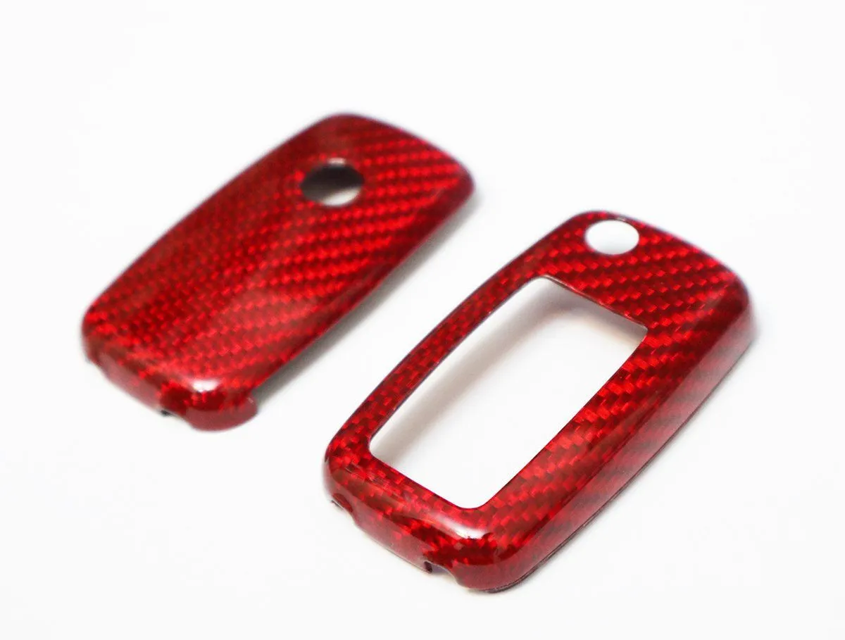 Deluxe Real Red Carbon Fiber Remote Flip Key Cover Case Skin Shell