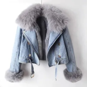 DESTINY | Denim Faux Fur Lined Jacket