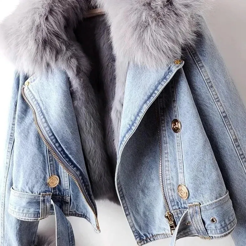 DESTINY | Denim Faux Fur Lined Jacket