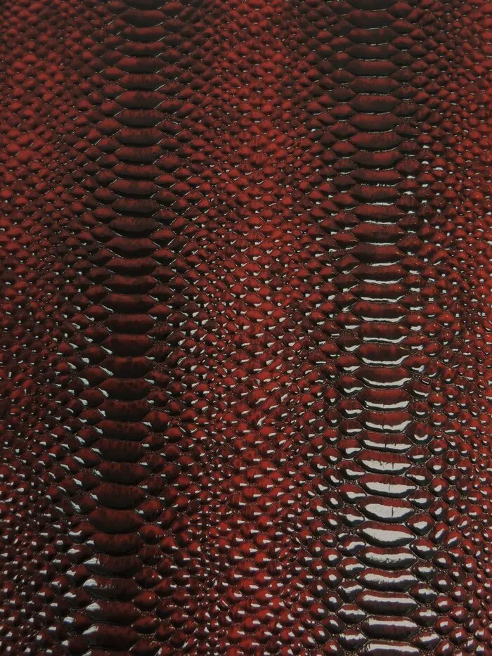 Devil Red Shiny 3D Serpent Snake Embossed Vinyl Fabric / Sold by the Yard