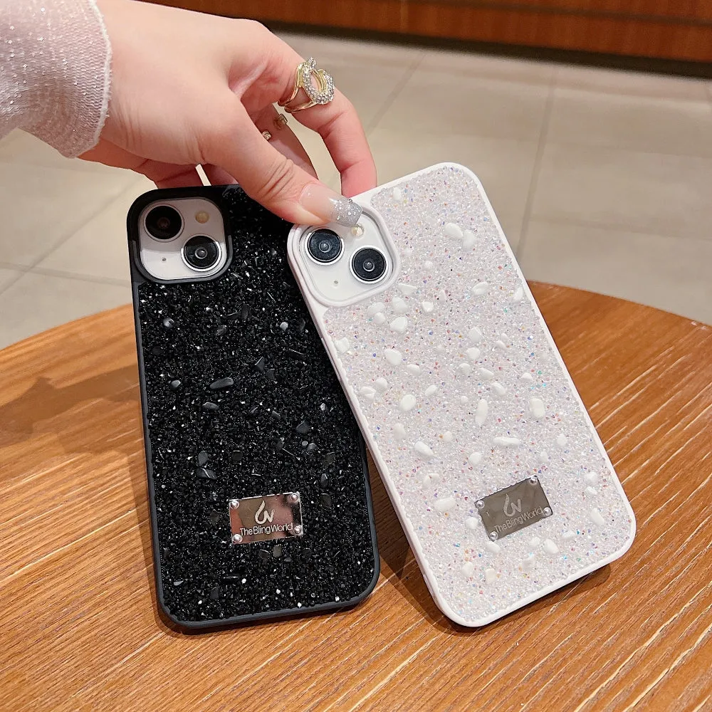 Diamond Studded Pattern Glittery Phone Case - iPhone 16 Pro