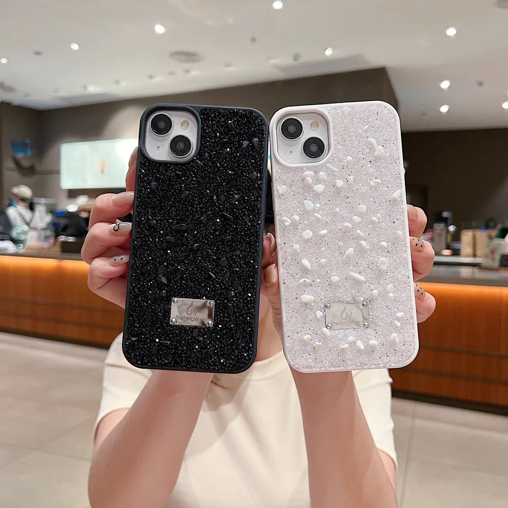 Diamond Studded Pattern Glittery Phone Case - iPhone 16 Pro