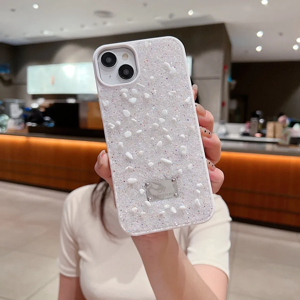 Diamond Studded Pattern Glittery Phone Case - iPhone 16 Pro