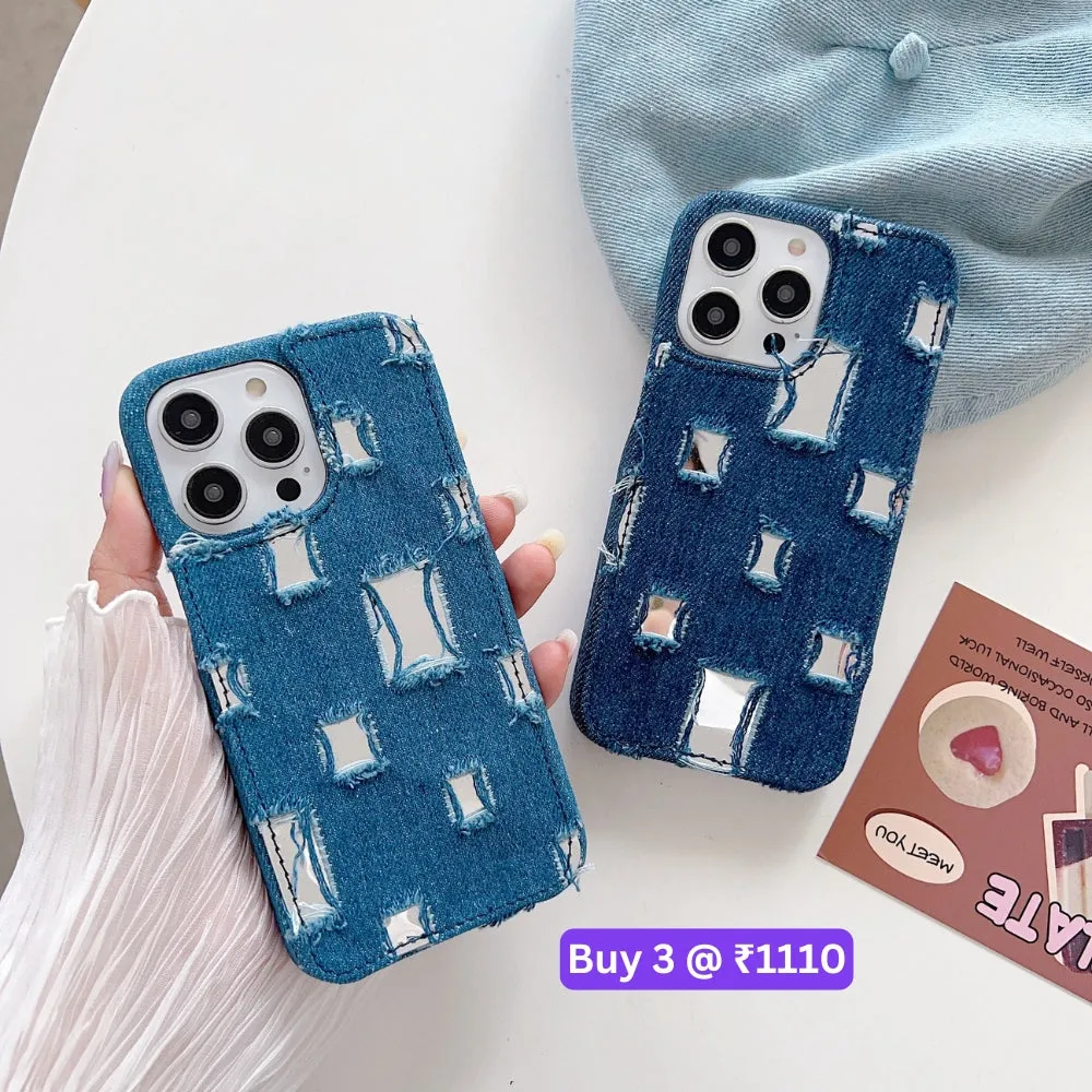 Distressed Denim Fashion Jeans Case - iPhone 13