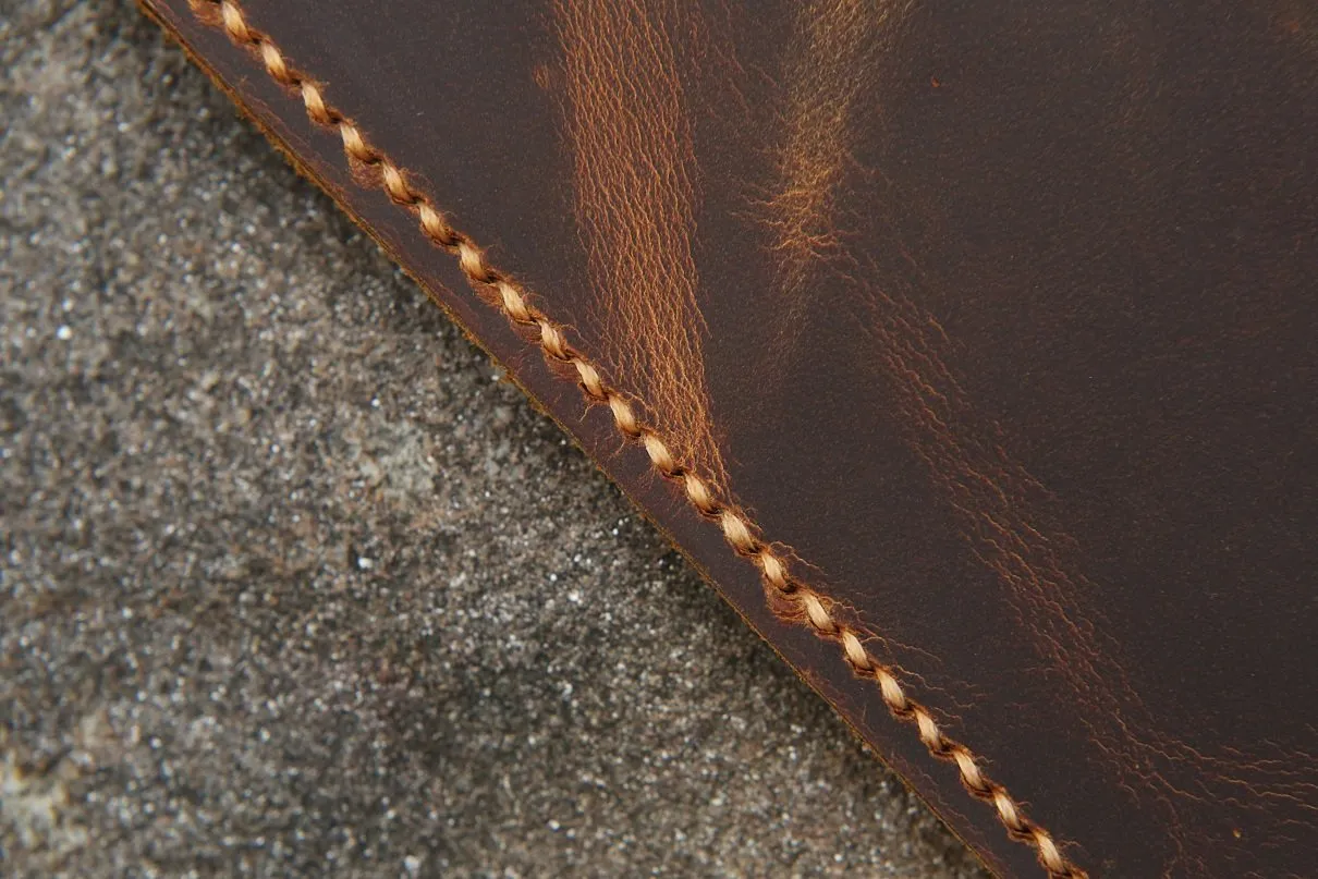 Distressed vintage brown leather iPhone 16 15 14 13 12 Pro Max wallet case