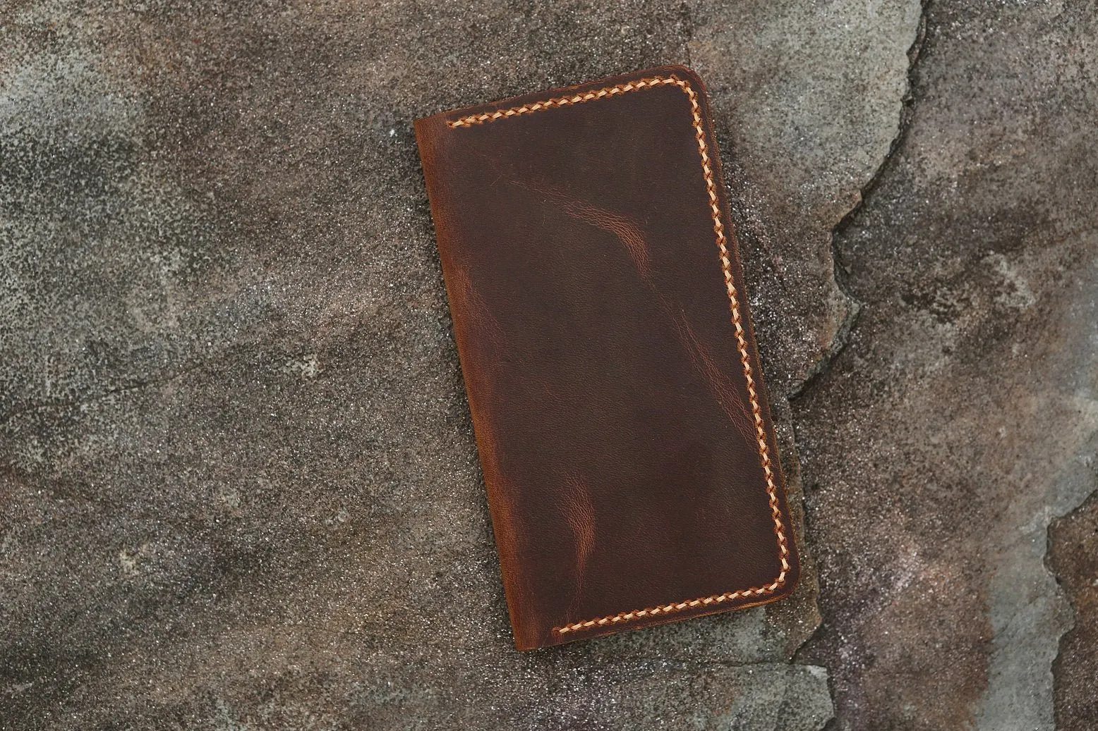 Distressed vintage brown leather iPhone 16 15 14 13 12 Pro Max wallet case