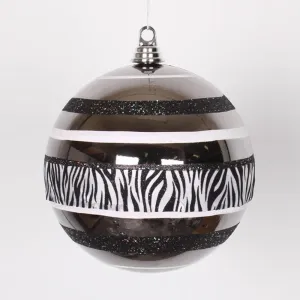 Diva Safari Zebra Print & Stripes Black and White Commercial Size Christmas Ball Ornament 8" (200mm)