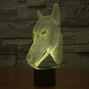 Dog Head Hologram LED Night Light Lamp - Color Changing