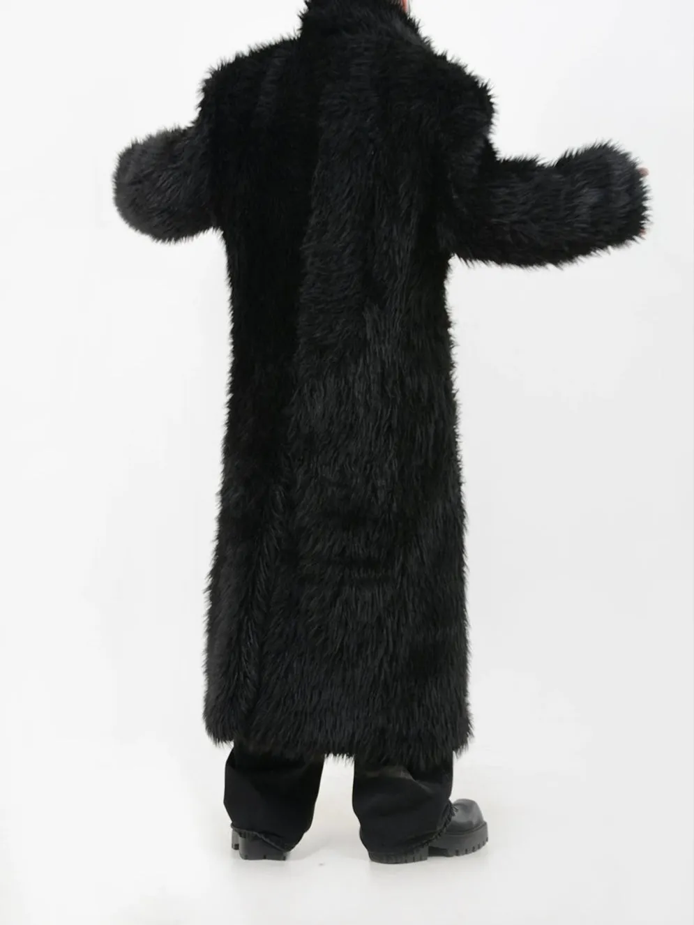 Double Breasted Faux Fur Longline Coat