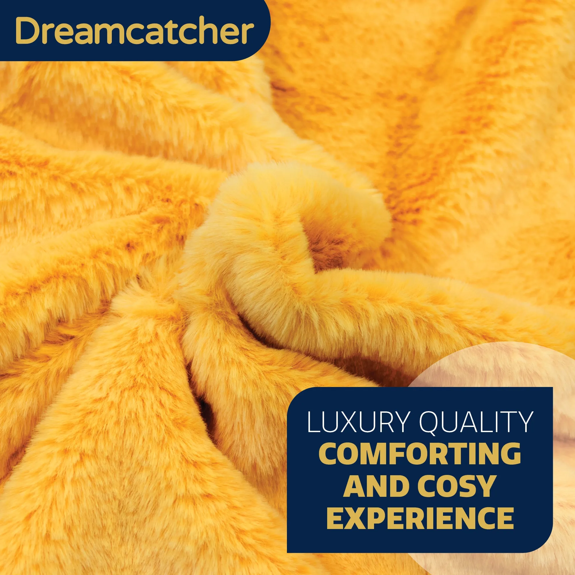Dreamcatcher Faux Fur Throw Blanket 160 x 130 cm Soft Fleece Blanket - Gold