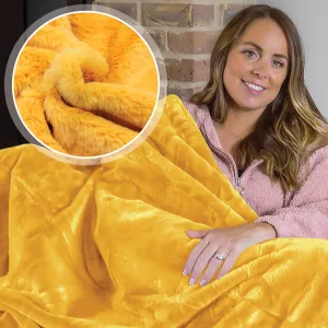 Dreamcatcher Faux Fur Throw Blanket 160 x 130 cm Soft Fleece Blanket - Gold