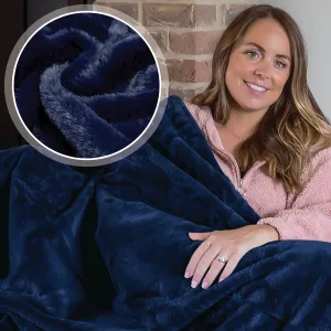 Dreamcatcher Faux Fur Throw Blanket 160 x 130 cm Soft Fleece Blanket - Navy Blue