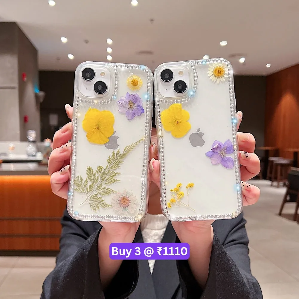 Dried Real Flowers Aesthetic Transparent Phone Case - Samsung S23 Ultra