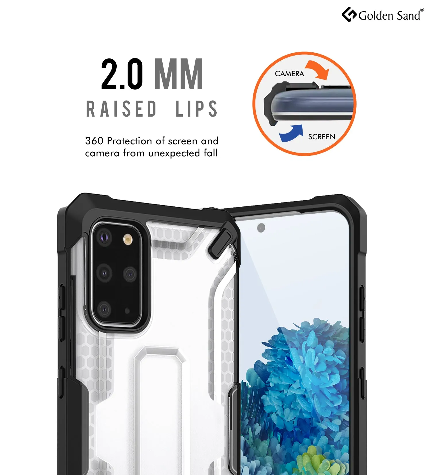 Drop Defense Pro Series Translucent Bumper Back Cover for Samsung Galaxy S20 Plus 6.7 inch, Ice White