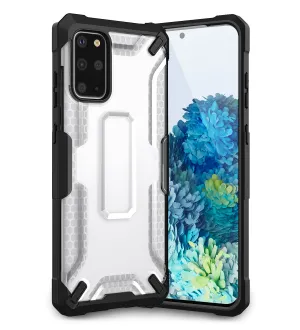 Drop Defense Pro Series Translucent Bumper Back Cover for Samsung Galaxy S20 Plus 6.7 inch, Ice White