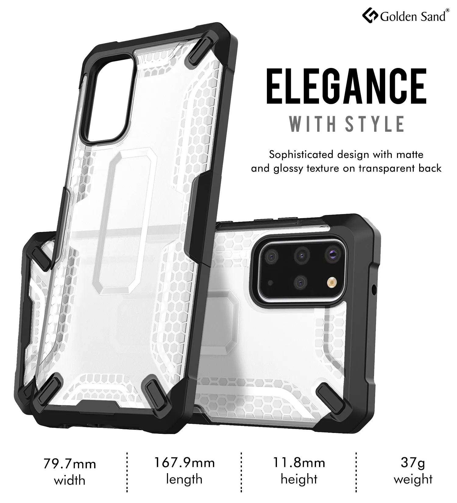 Drop Defense Pro Series Translucent Bumper Back Cover for Samsung Galaxy S20 Plus 6.7 inch, Ice White