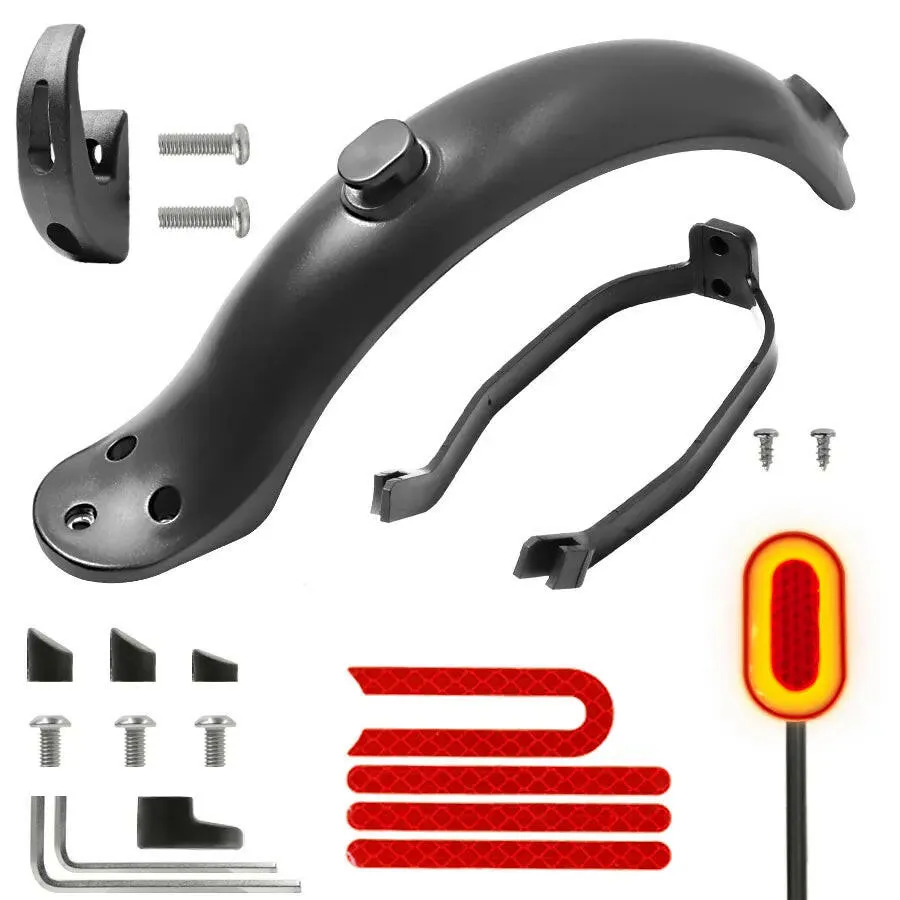 Durable Scooter Mudguard for Xiaomi Mijia M365 M187 1S Pro Electric Scooter Tire Splash Fender with Rear Taillight Back Guard