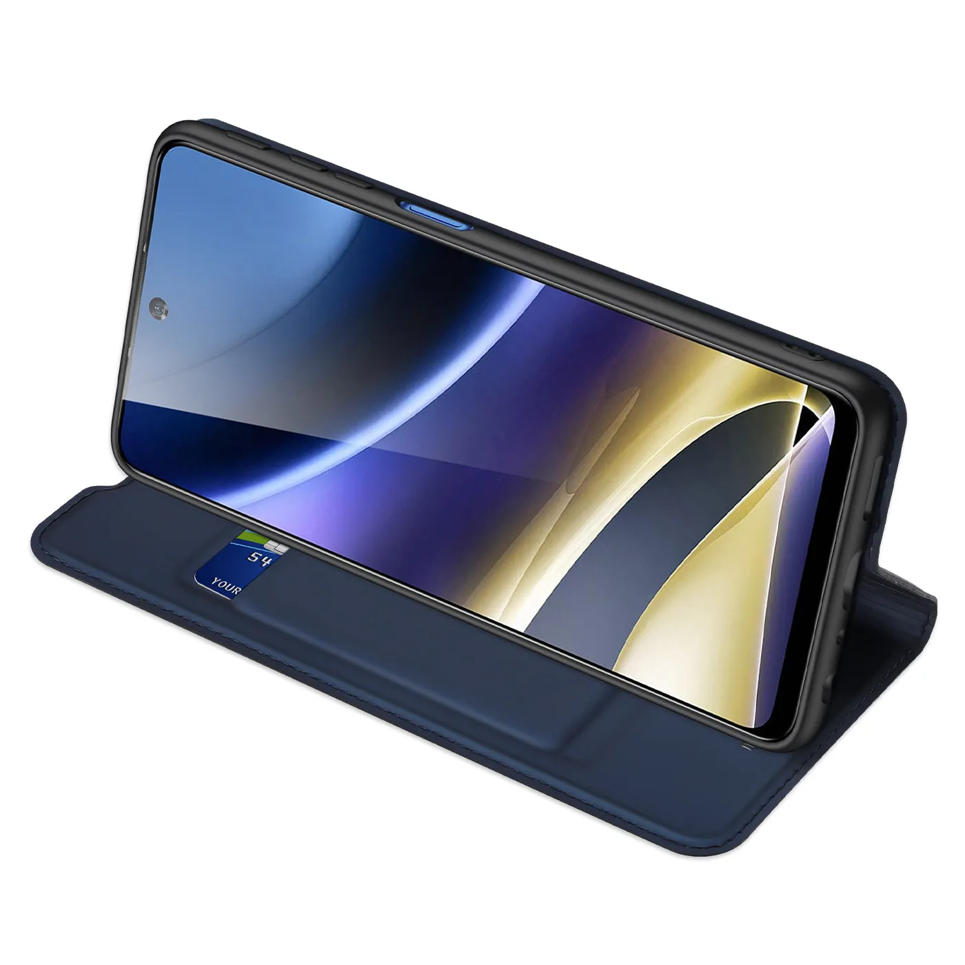 DUX DUCIS Skin Pro Faux Leather Wallet Flip Case for Motorola Moto G51 5G - Blue