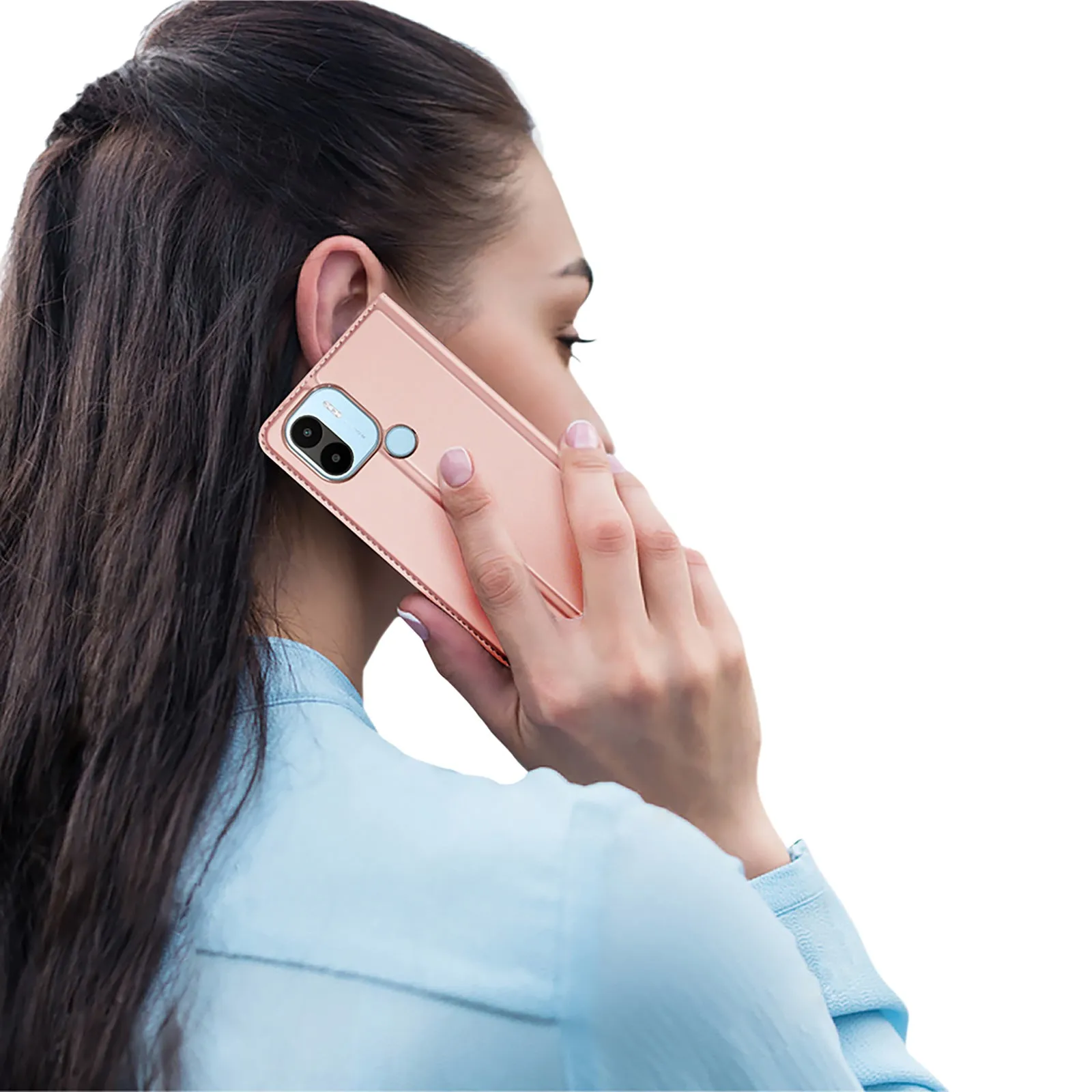DUX DUCIS Skin Pro Faux Leather Wallet Flip Case for Xiaomi Redmi A1  (Plus) - Rose Gold