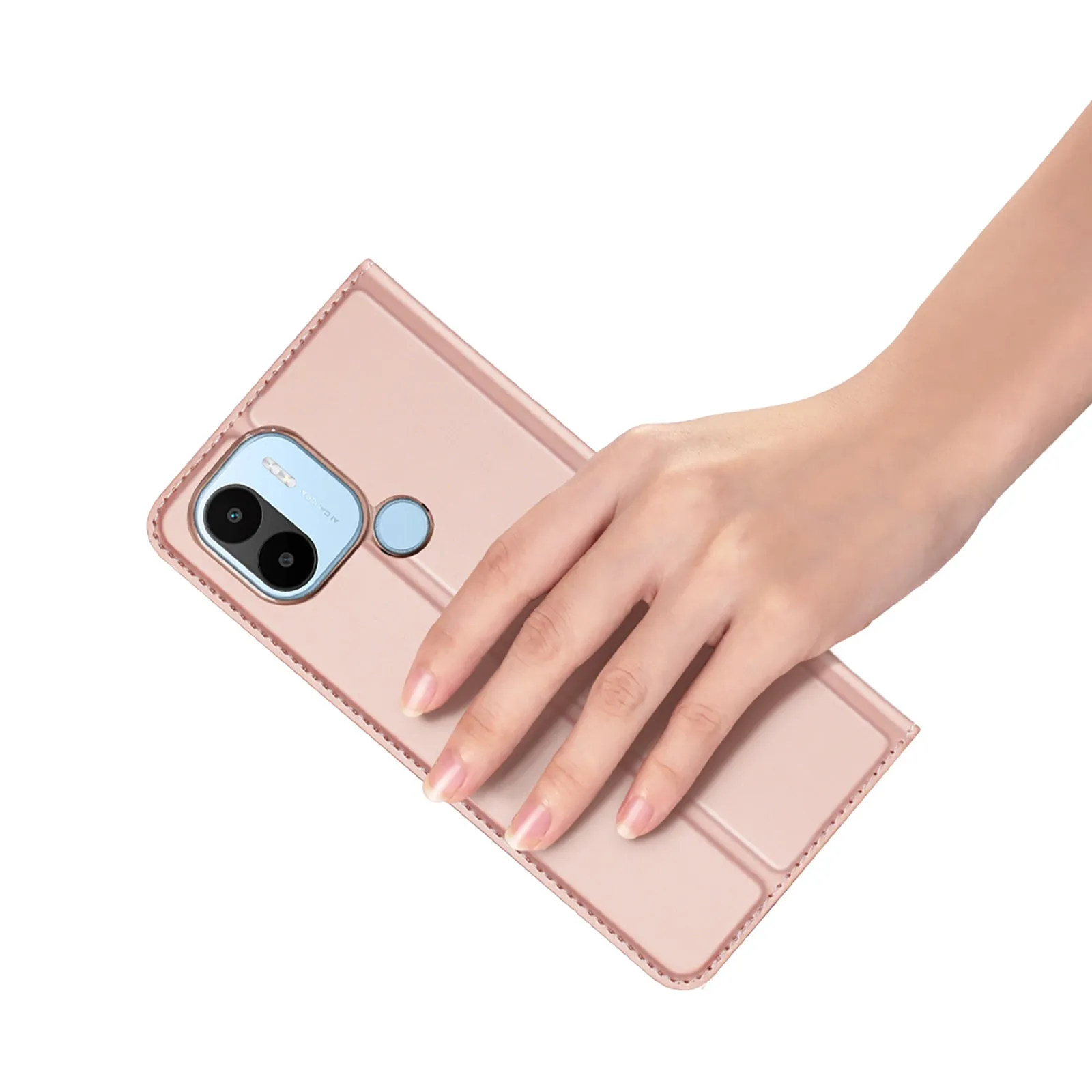 DUX DUCIS Skin Pro Faux Leather Wallet Flip Case for Xiaomi Redmi A1  (Plus) - Rose Gold