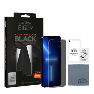 Eiger - iPhone 14 / iPhone 13 / 13 Pro Mountain Black Privacy 2.5D Armored Glass Screen Protector Case Friendly (EGMSP00198)