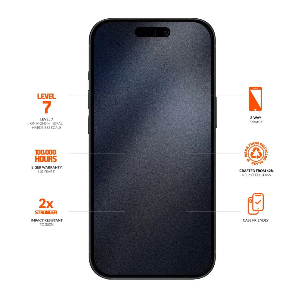 Eiger Mountain BLACK Privacy Screen Protector for iPhone 16 Pro Max