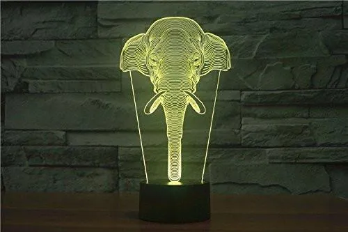 Elephant Head Hologram LED Night Light Lamp - Color Changing