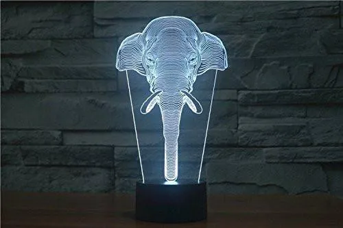 Elephant Head Hologram LED Night Light Lamp - Color Changing