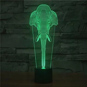 Elephant Head Hologram LED Night Light Lamp - Color Changing