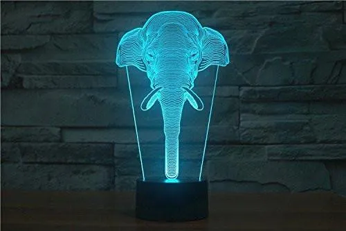 Elephant Head Hologram LED Night Light Lamp - Color Changing