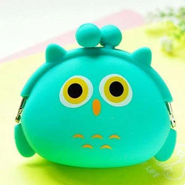 elvesmall Women Silicone Jelly Coin Purse Cartoon Lovely Animal Bag